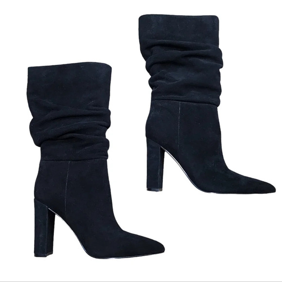 Marc Fisher LTD Gomer Heeled Black Suede Boot Womens 7.5 - Picture 1 of 12